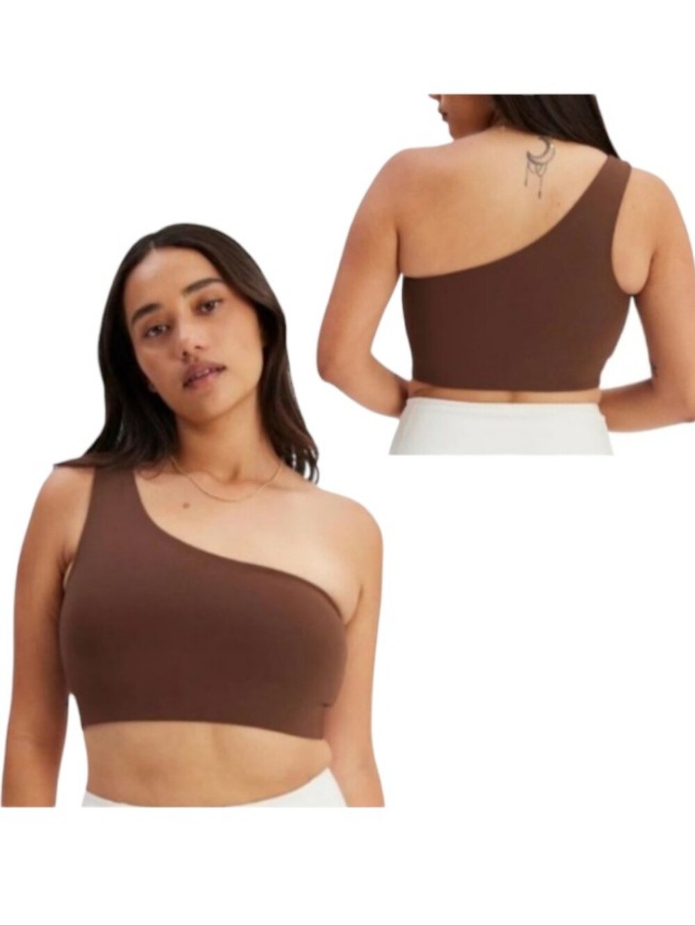 Girlfriend Collective Bianca One Shoulder Bra Crop Top